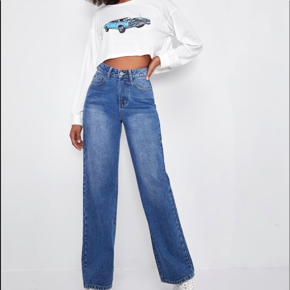 Shein high waisted straight leg denim